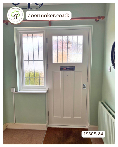 accoya door 1930s style with side window painted white